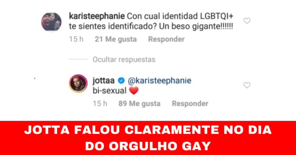 Jotta a falou claro no dia do orgulho gay