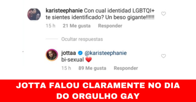 Jotta a falou claro no dia do orgulho gay