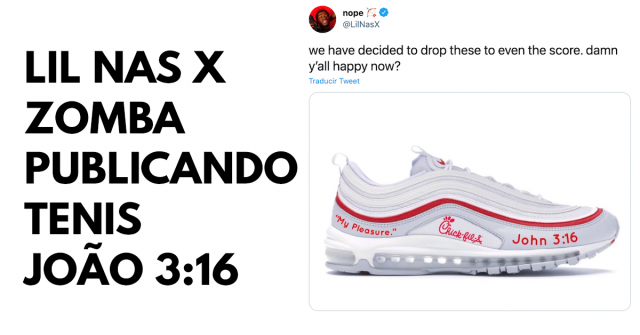 Lil Nas X zomba daqueles que o criticaram por seus sapatos diabólicos publicando tênis João 3-16