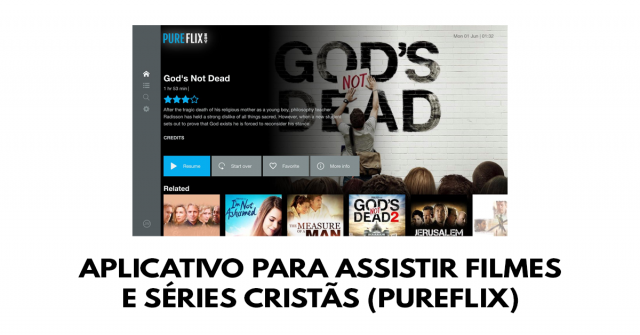 Aplicativo para assistir filmes e séries cristãs (PureFlix)