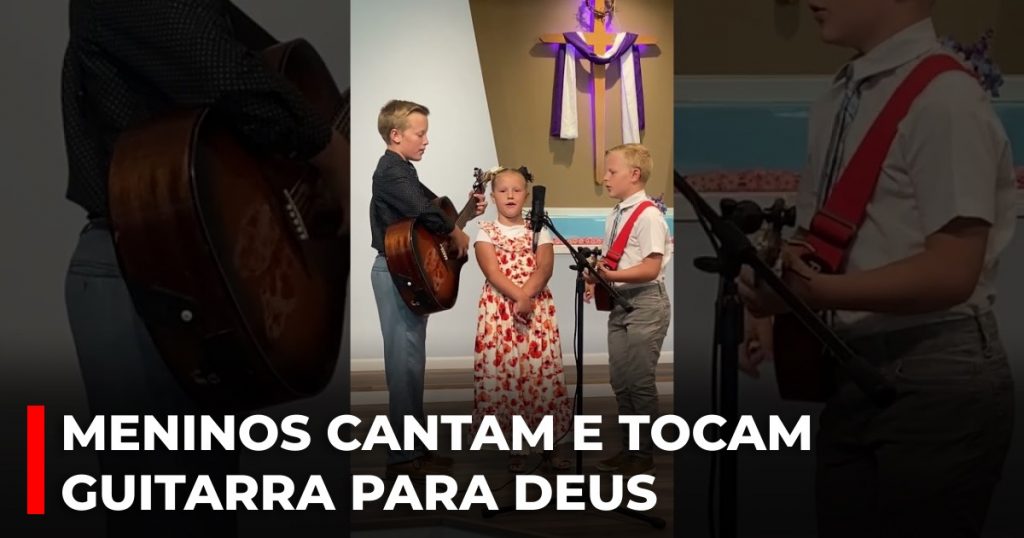Meninos cantam e tocam guitarra para Deus
